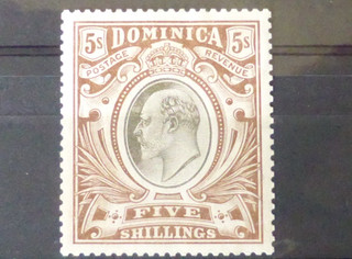 DOMINICA 1908 EVII 5 SHILLINGS WITH MULTI CA WMK MOUNTED MINT