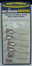 Blakemore 1006-01 Striper Bucktail Road Runner 1/2 oz White Pk of 6