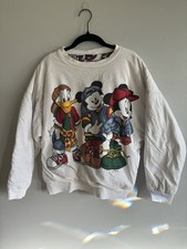 Vintage Mickey Unlimited Sweater Adult White Jerry Leigh Reversible FLAWED