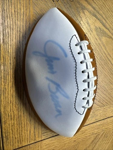 Jim Brown Signed Football NO CERT BLUE INK DEFLATED