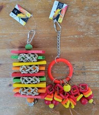 Nature  s Hideaway 2 Pack Bird Toys Medium Parakeet Cockatiel Wood Rope Plastic