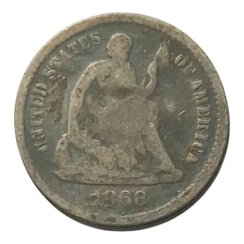 1868-S Seated Liberty Half Dime – Silver Coin – Environmental Damage #1026