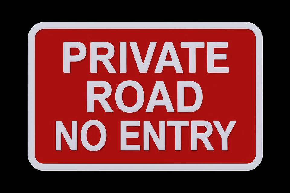 Private Straße No Entry Schild Außen 3D Petg Wasserfest Selbstklebend 175x110mm - Bild 1 von 1