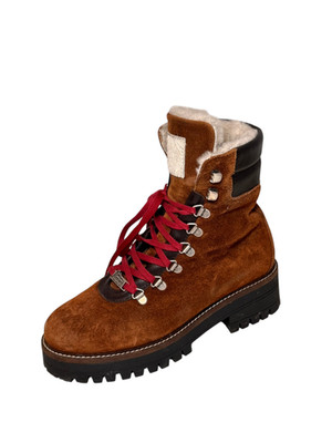 Ammann Switzerland Suede Hiking Boots Brown Shearling Lined Italy EU 38 US 7.5