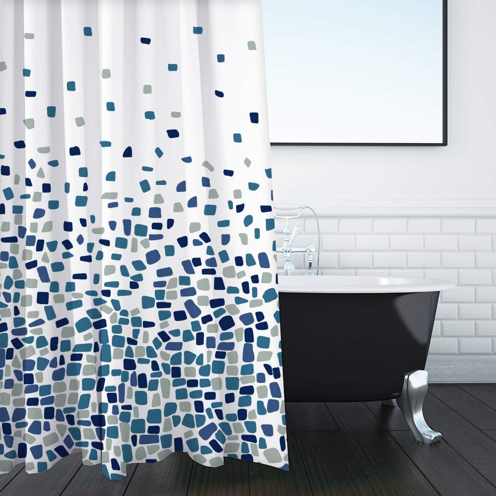 ANSIO Tenda da doccia resistente alla muffa e alla muffa – Mosaico blu, 1 WslC