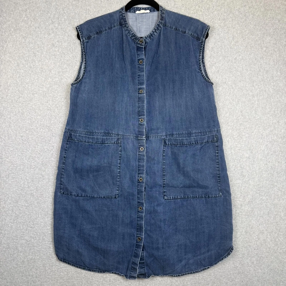white christmas dresses Eileen Fisher Long Sleeve Button Front Denim Shirt Dress - Size M