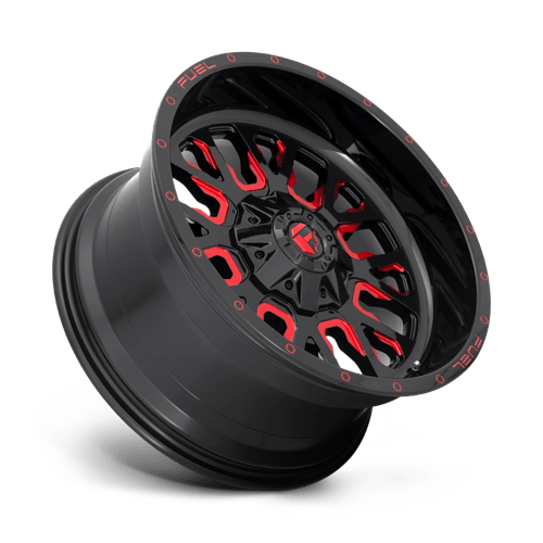 (Set-4) Fuel D612 Stroke 20X10 5X127 Black Red -18mm Wheels Rims 20 Inch - Foto 6 di 11