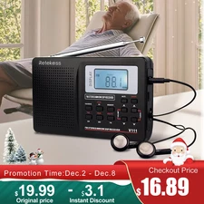 V111 Portable Radio,FM/AM/SW Digital Stereo Radio With Headphone For Xmas Gift