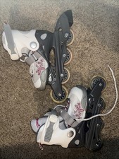 Blade runner Twist Adjustable Size 4 Youth Rollerblade Gray White Flower