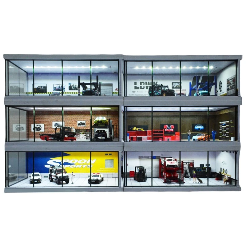 1/43 Diorama Car Garage Model LED Lighting Car Showroom Scene Display Model Toy - Image 3 of 4