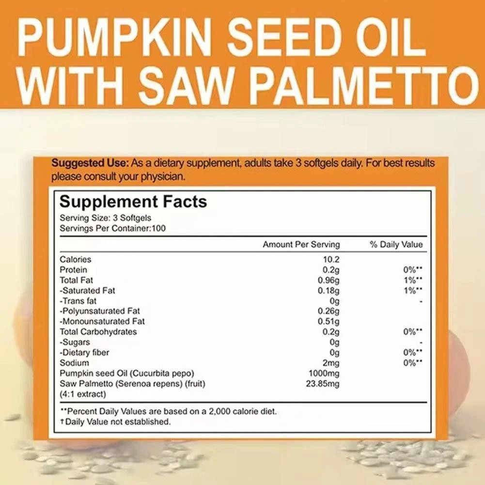 Pumpkin Seed Oil 1000mg with Saw Palmetto 300-Softgels.NEW