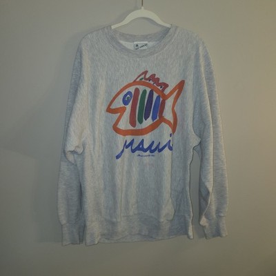 SGT. Leisure Mens Vintage Sweatshirt Maui Embroider Fish Size Large (L) 1987 USA