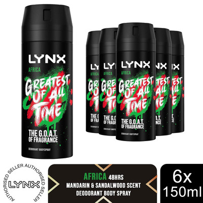 Lynx Body Spray Africa 48-H High Definition Fragrance Deo For Men, 6x150ml  UK