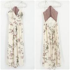Windsor Womens Cottagecore Resortwear Floral Romance Chiffon Maxi Dress XS Ivory