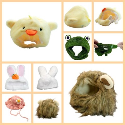 Crochet Cute Hat for Cat and Small Dog(Rabbit Flower Lion Frog Chicken) 5 Pack