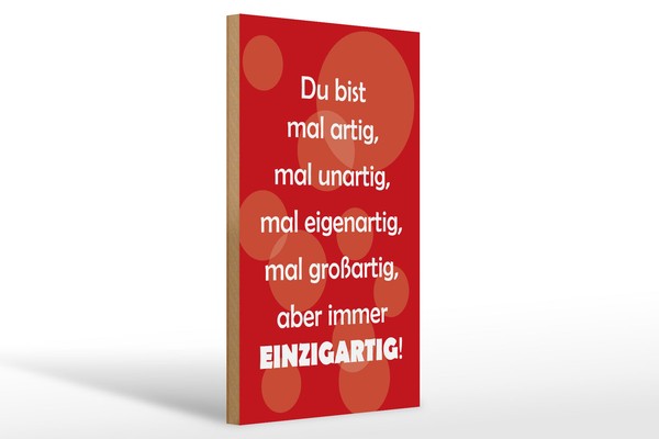 Holzschild Spruch 20X30 Cm Du Bist Einzigartig Holz Deko Schild Wooden Sign-image