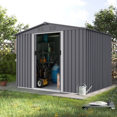 Outdoor Storage Shed with Sloped Roof & Double Lockable Door for Patio Durable