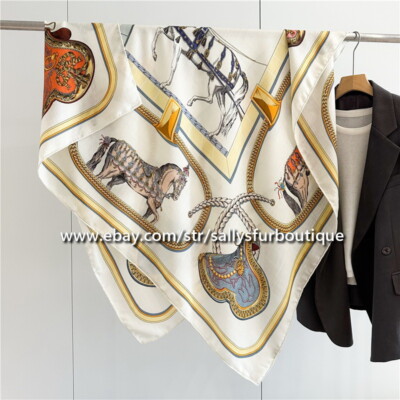 Sallys 70% Cashmere 30% Silk Stole Carriage Print Double Face Scarf Shawl 53''