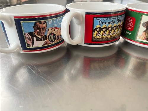 Nabisco Crackers Ceramica Zuppiera Tazze Ciotole Pubblicità Vintage Set di 4 - Foto 3 di 4