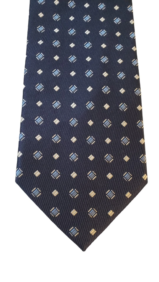 Jos A Bank Executive Collection Luxury Tie Blue Geometric Silk Necktie Hand Made - Image 2 of 4