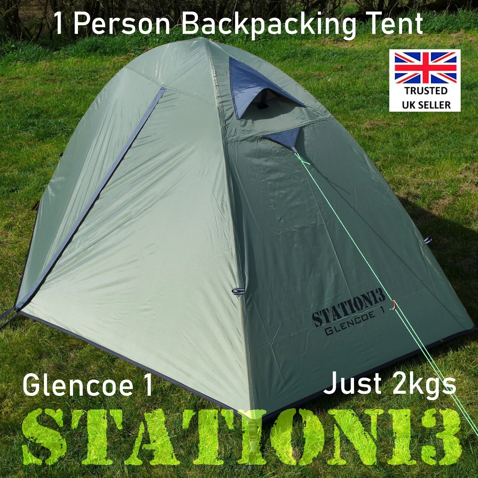 Backpacking Tent - Bikepacking Tent - 1 Person - STATION13 Glencoe 1 - Just 2kgs