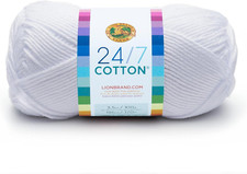 24/7 Cotton Yarn 1 Skein : White, 186 Yards, for Crocheting and Knitting