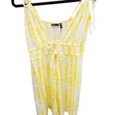NEW ASOS DESIGN STRAPPY TIE 100 VISCOSE TIE DYE YELLOW ROMPER PLAYSUIT SIZE 4