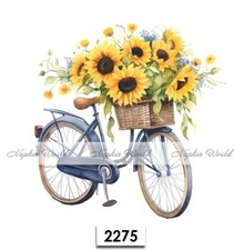  2275 TWO Paper LUNCHEON Decoupage Art Craft Napkins - BICYCLE BIKE SUNFLOWERS
