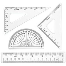 6 Inch Math Geometry Tool Plastic Ruler Set Straight Ruler Triangle Rulers Pr...