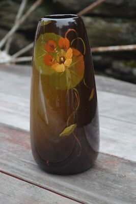 Weller Pottery Louwelsa Lamp, Shape S6, Brown Standard Glaze, Signed E