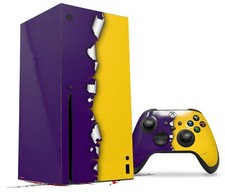 Skin Set for XBOX Series X Ripped Colors Purple Yellow