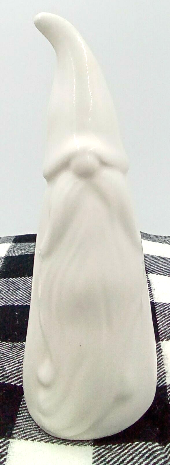 White Dolomite Ceramic Gnome Figurine Statute Carved Detail Curved Hat Beard 6