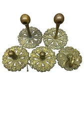 Antique Ornate Brass Wall Hooks Set Of 5 Decorative Hooks For Coats Hats Towels