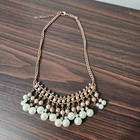 Costume statement necklace Rose Gold-Tone Crystal & Imitation Pearl bib necklace