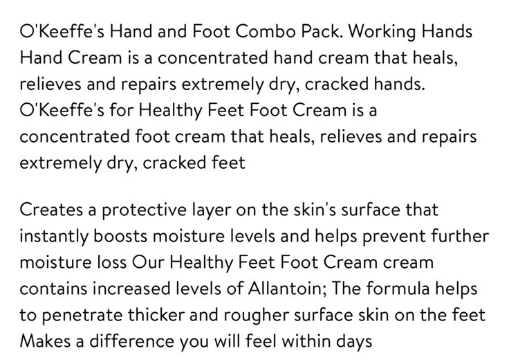 O'Keeffe's Working Hands Hand Cream & Healthy Feet Foot Cream 3 Oz Each Tube