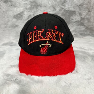 Vintage Miami Heat Hat Cap Black Snap Back NBA Basketball Twill