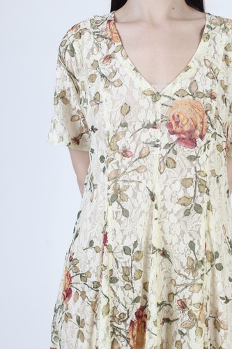 Vtg 90s Lace Grunge Dress Sundress Cream Floral Gypsy Festival Sheer Sundress - Picture 7 of 7