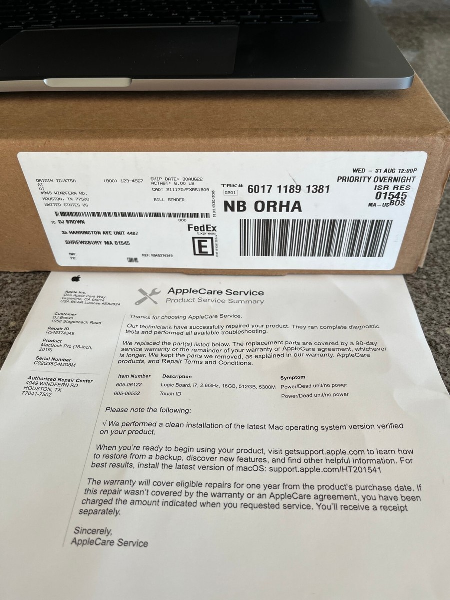 2019 Apple MacBook Pro (16-in, 16GB RAM, 512GB Storage, 2.6GHz, i7