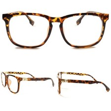 Tortoise & Gold Mens Womens Keyhole Modern Stylish Designer Clear Lens Glasses