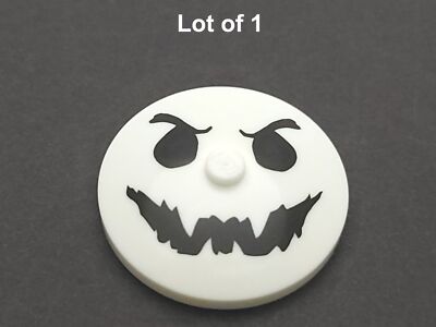 Lego 4x4 Inverted Dish Black Ghost Face Pattern Glow-in-the-Dark Lot of 1