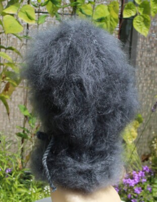 Mohair Balaclava Balaklava fuzzy thick langhaarig Schlüpfmütze grau