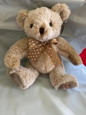 F.A.O Schwarz teddy bear polka dot bow New With Tags PRESTINE
