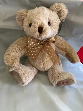 F.A.O Schwarz teddy bear polka dot bow New With Tags PRESTINE
