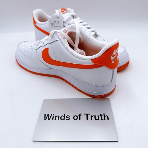 Nike Air Force 1 Low White / White / Safety Orange FJ4146-109 Men's US6-15 - Picture 4 of 24