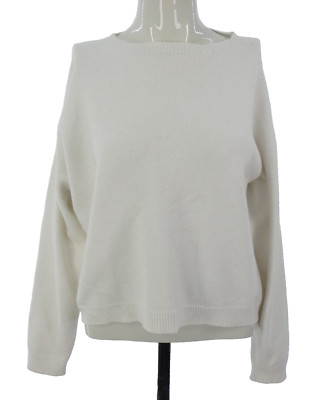 Alpini Knitwear Jumper White Fine Knit Sweater Boat Neck Relaxed One Size