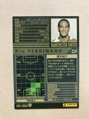 Rio Ferdinand 2004-2005 04-05 Panini WCCF Soccer Card Rare