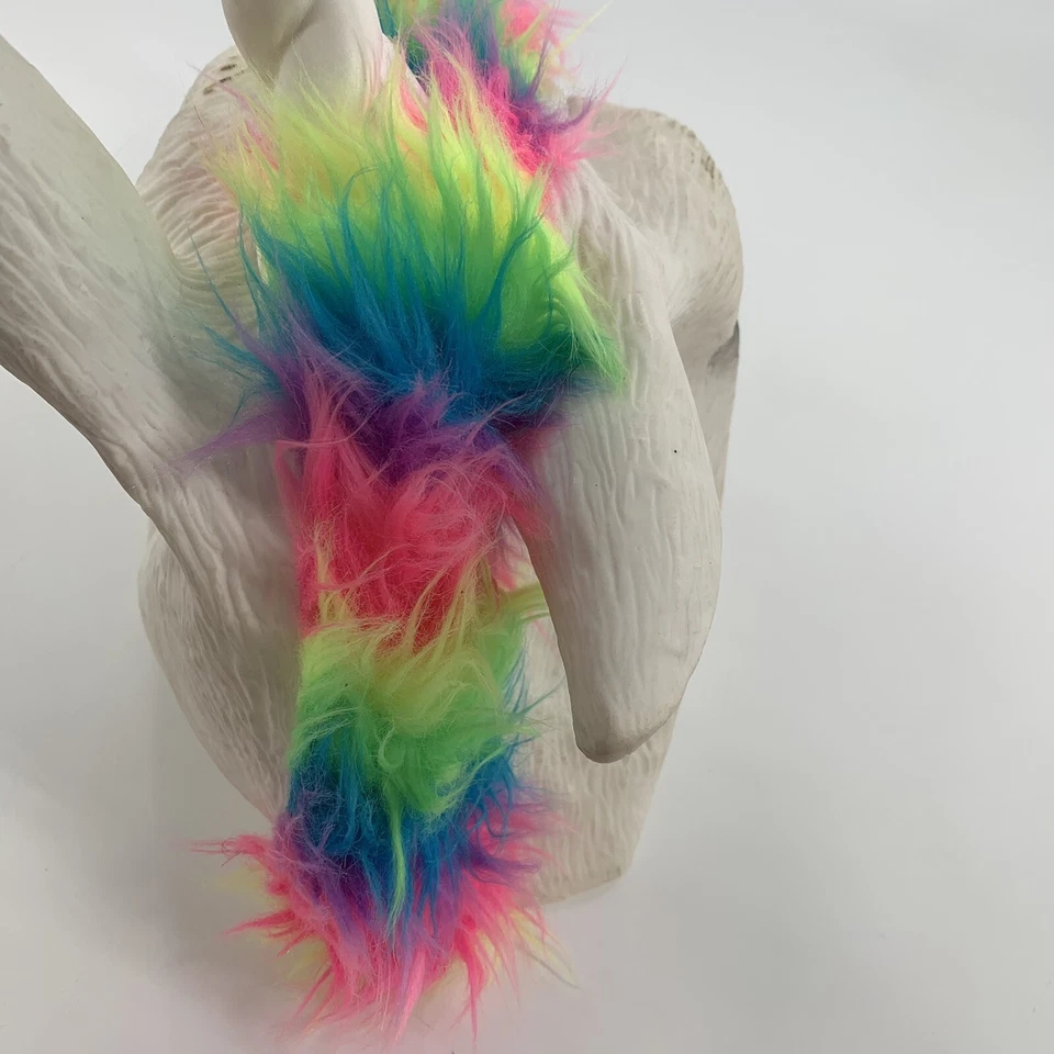 Latex Rainbow Mohawk Unicorn Mask Full Head Animal Mask Adult Horse White OS - Image 3 of 4