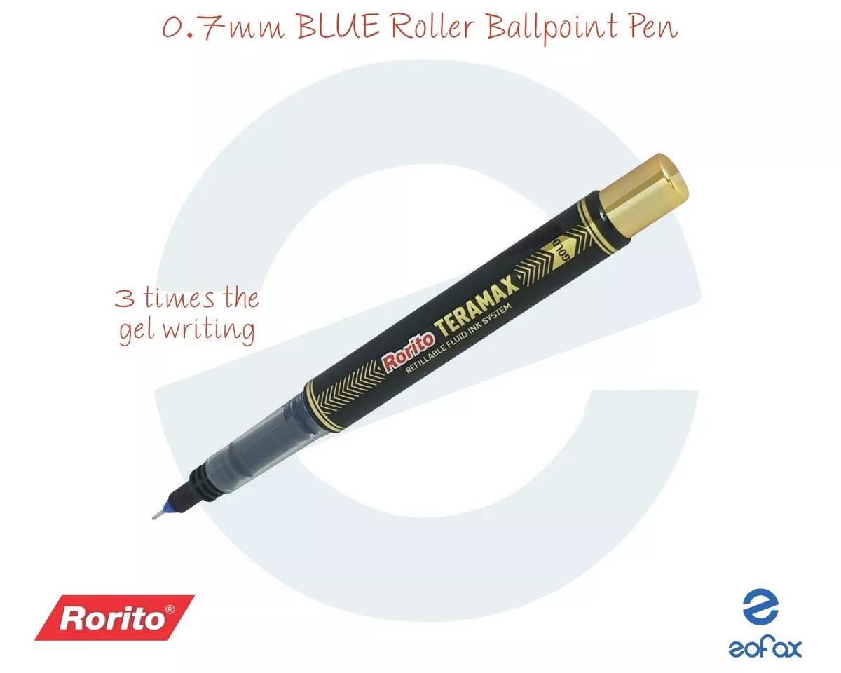 0.7mm Smooth Tip RORITO Greetz Teramax BLUE Roller Ballpoint Pen Waterproof Ink