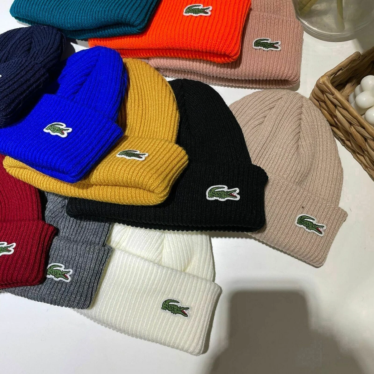 Neu Herren Lacoste Mütze Winter-Mützegerippter Wolle Bommelmütze Strick  Mütze | eBay