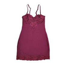 Victoria's Secret Modal  Lace Cupped Mini Slip Dress Size M Plum Rouge Burgundy